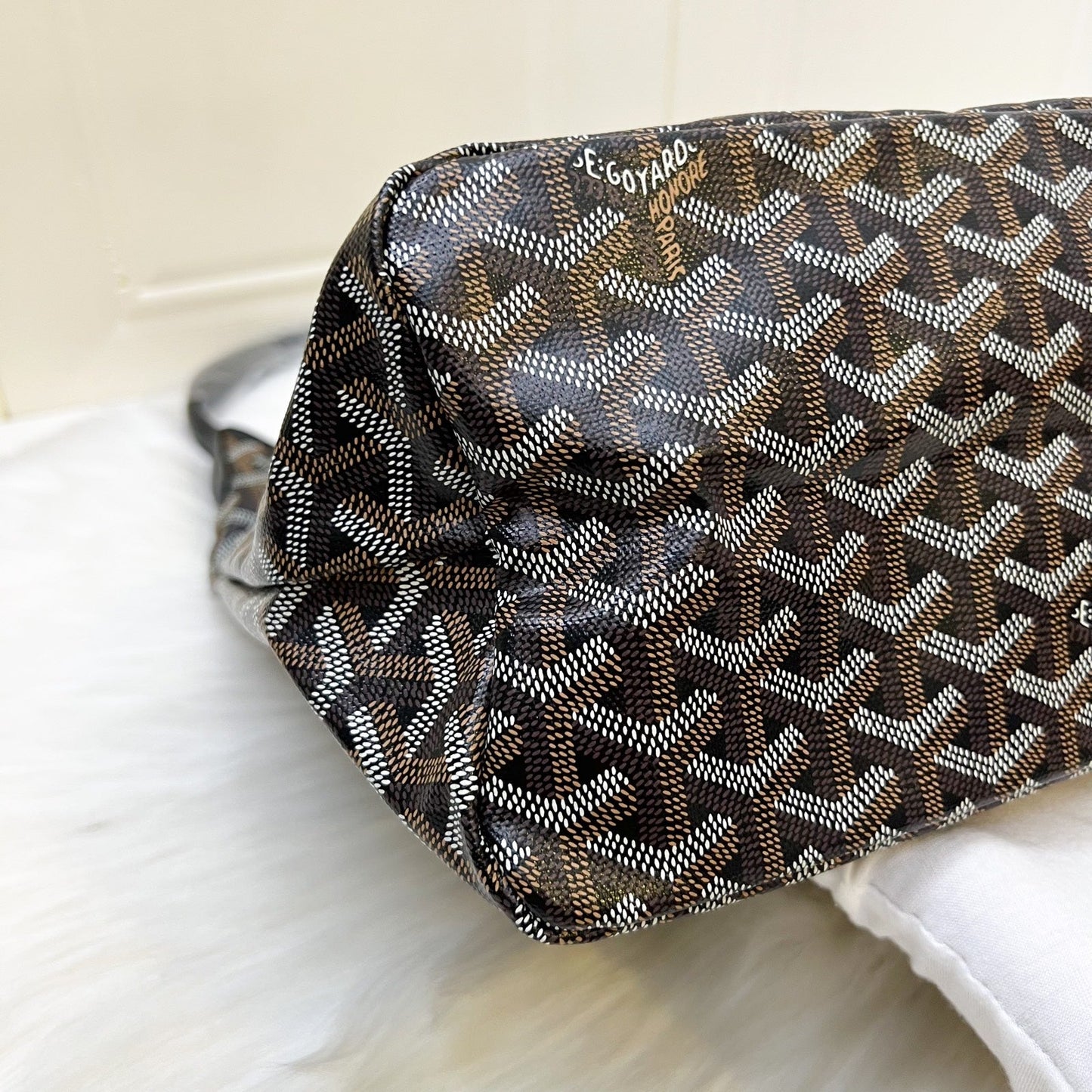 Goyard Boheme PM Hobo Bag in Black Signature Goyardine Canvas with a Red Heart Stamp