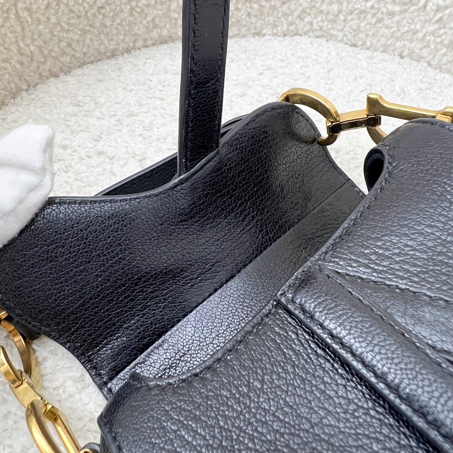 Dior Micro Saddle Bag In Black Goatskin and GHW, with Adjustable Leather Strap (Model: S5685CCEH)
