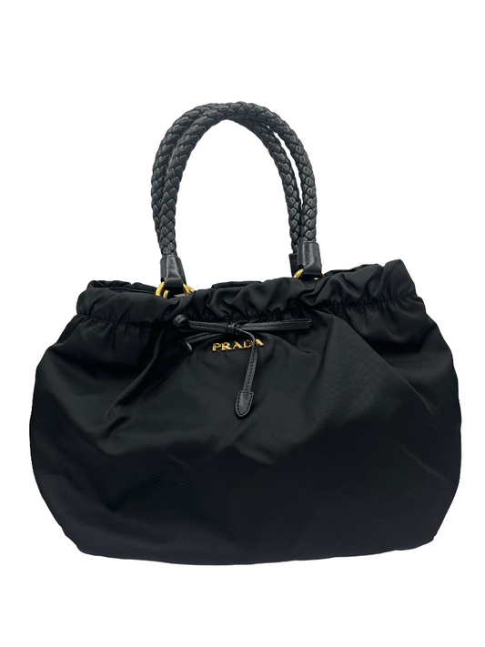 PRADA - Gathered Tote Bag Black Nylon