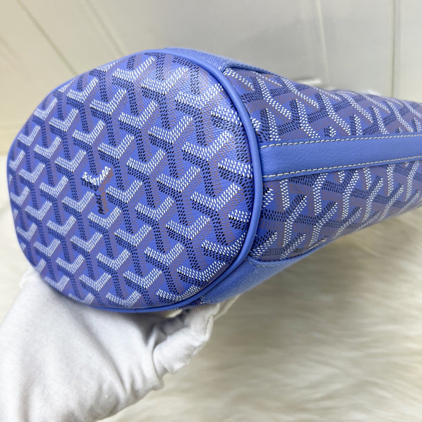 Goyard 2025 Limited Edition Belharra PM Tote in Iris Goyardine Canvas and Floral Cotton / Linen Interior