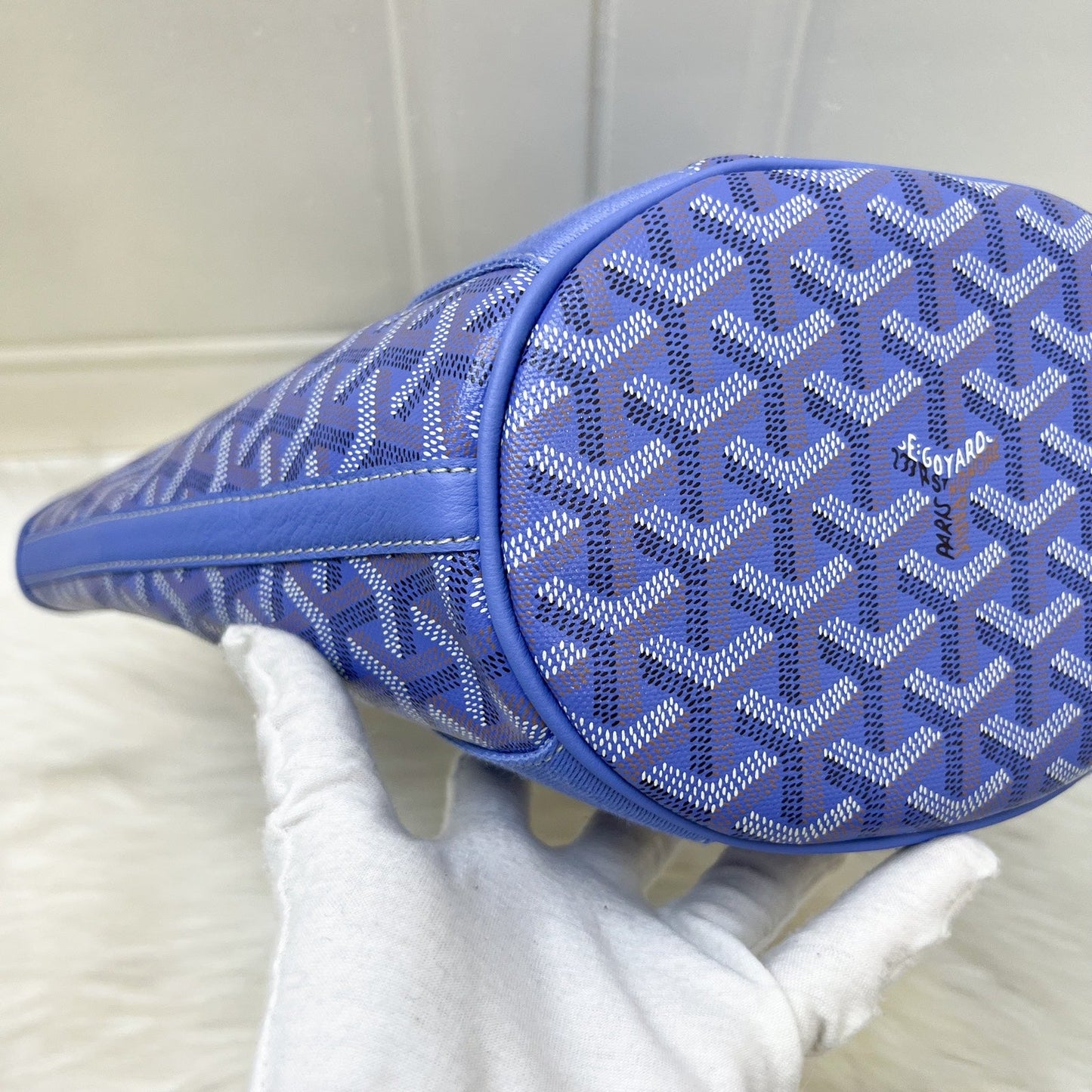 Goyard 2025 Limited Edition Belharra PM Tote in Iris Goyardine Canvas and Floral Cotton / Linen Interior