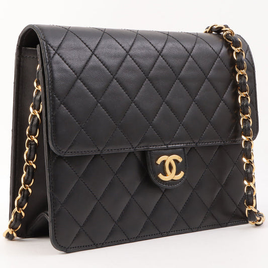 Chanel Around 1998 Made Cc Mark Plate Chain Bag Black