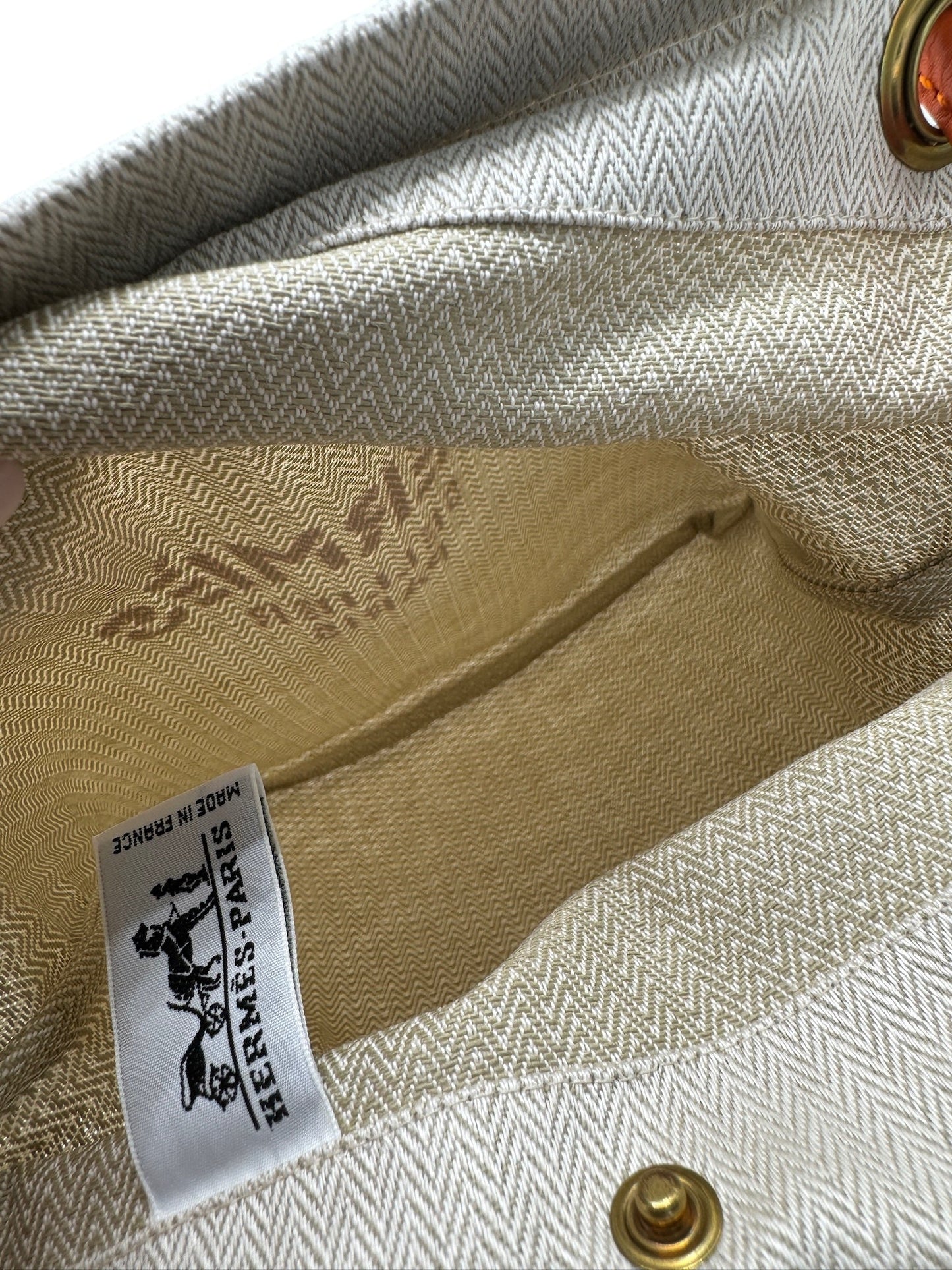 Aline II Cream Orange Cotton Leather Shoulder Bag