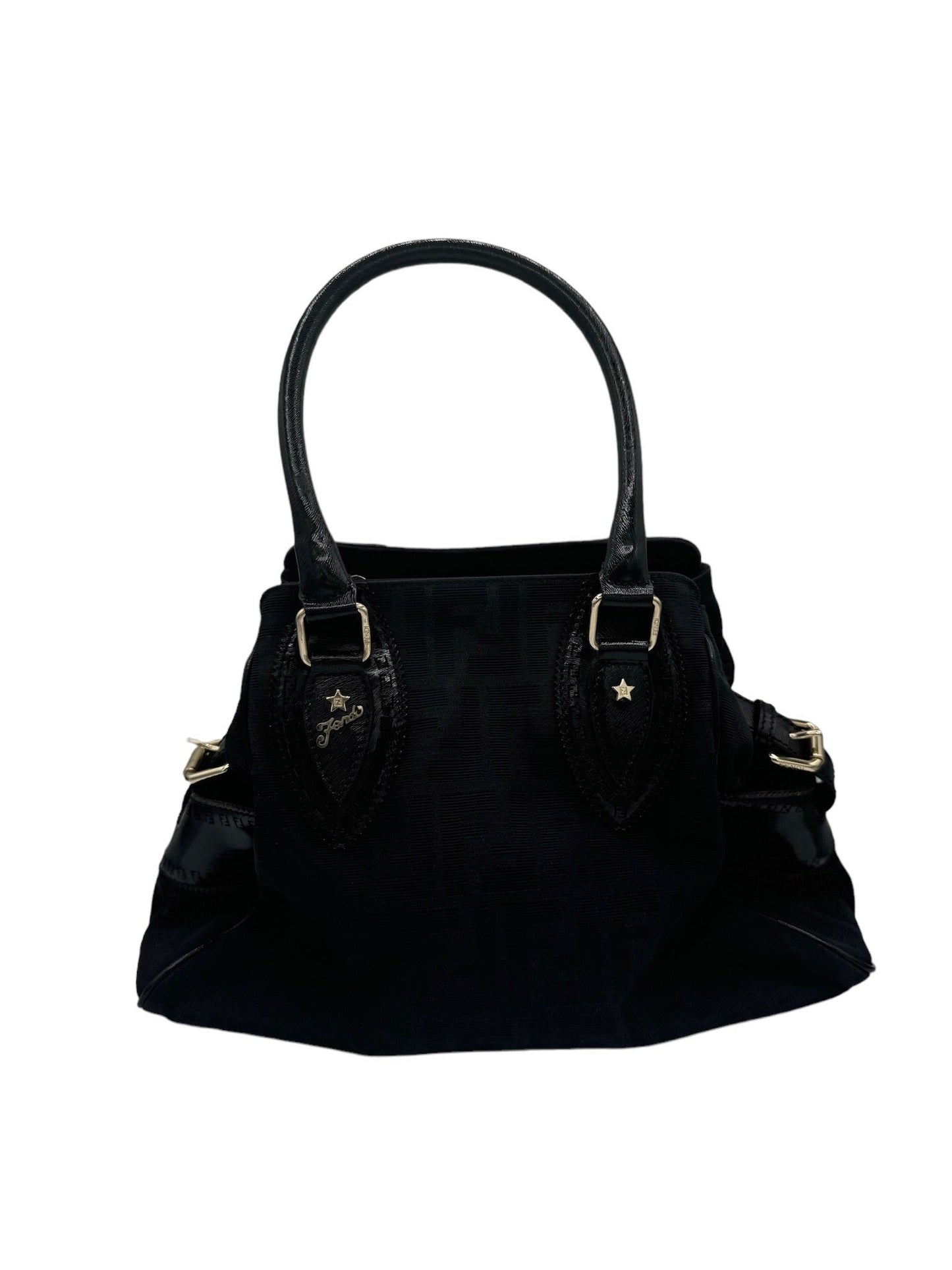 FENDI - Black Jacquard Leather Etnico Tote Bag