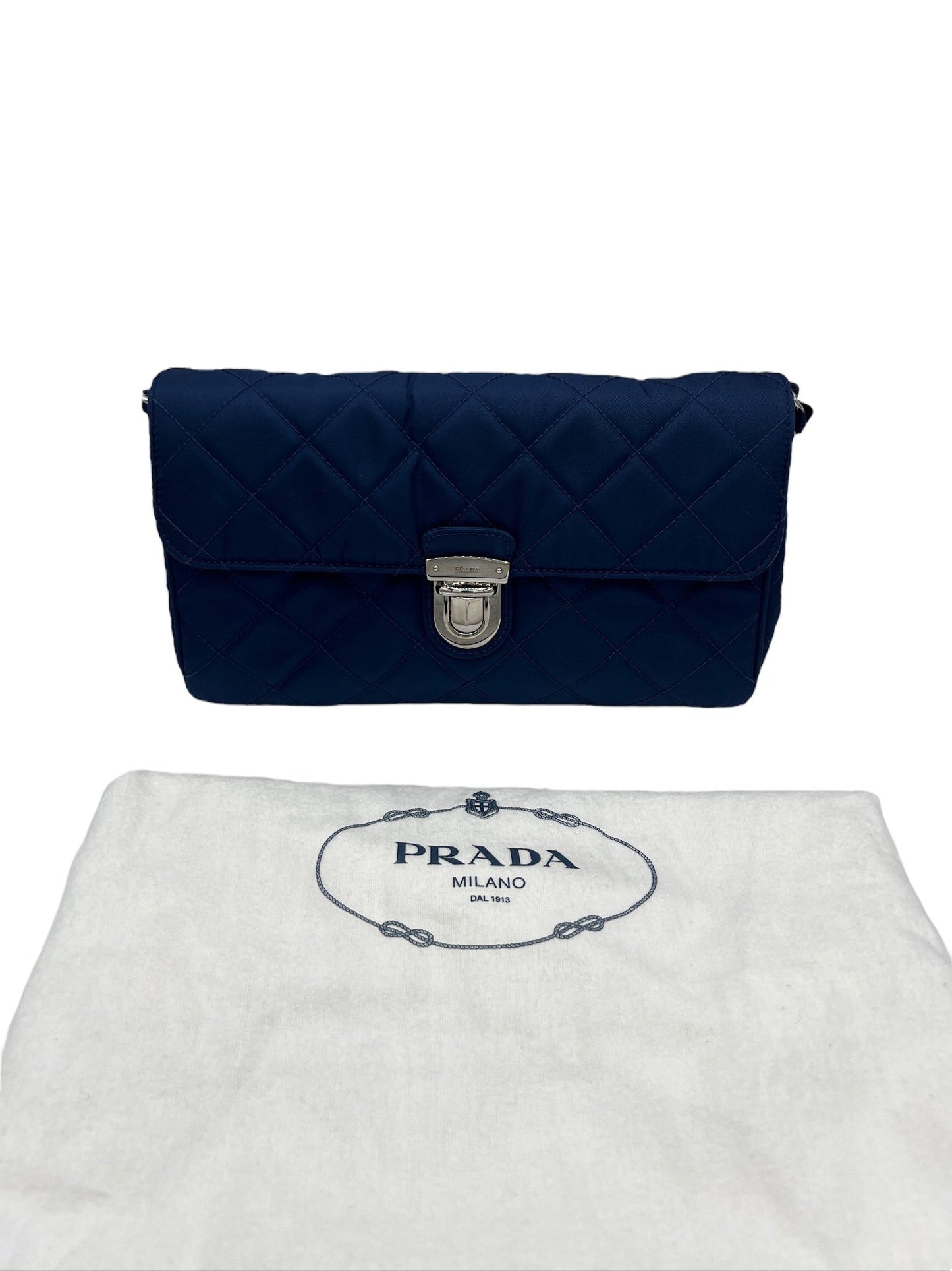PRADA - Blue Logo Nylon Prada Shoulder Bag