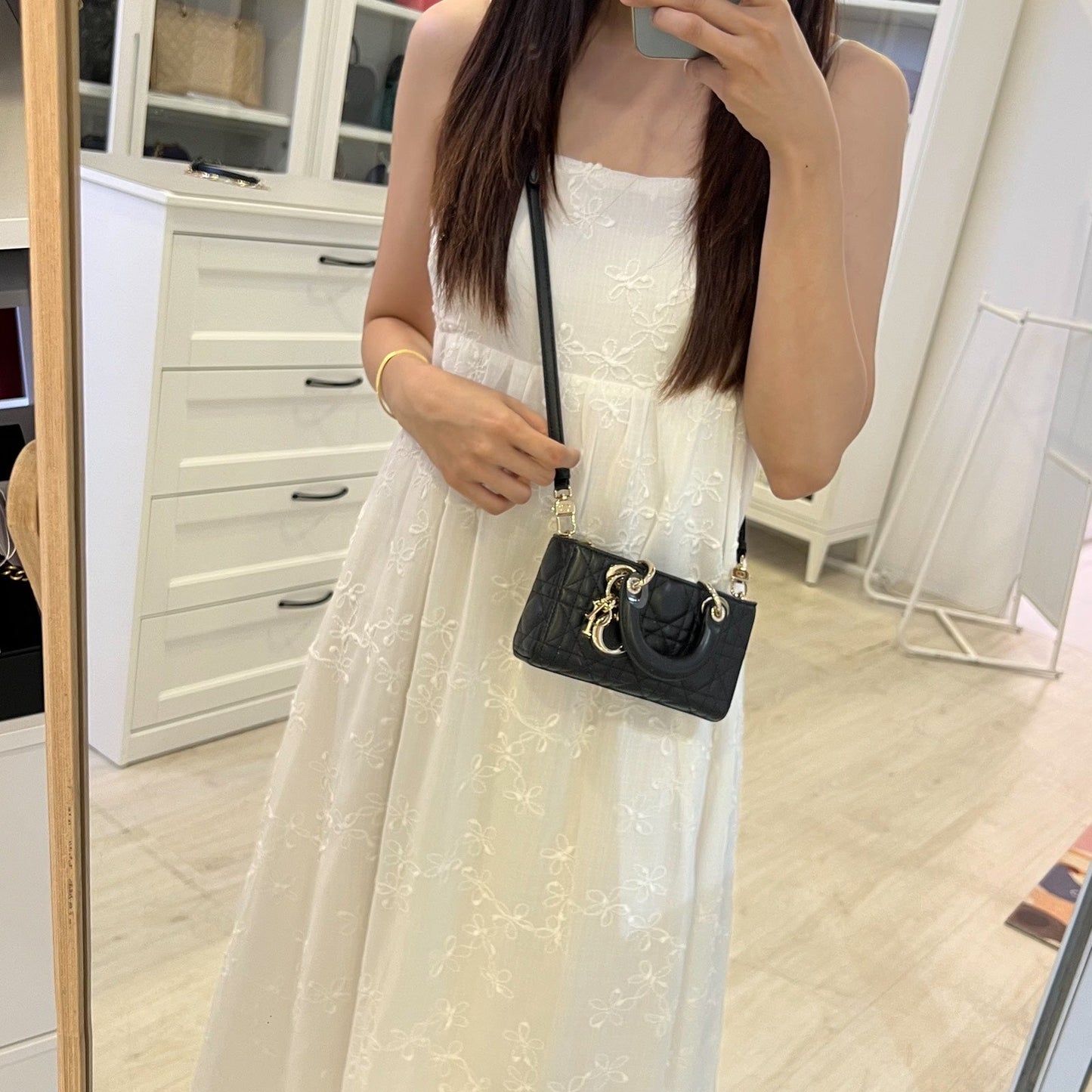 Dior Micro Lady D-Joy Bag in Black Cannage Lambskin and LGHW (Model: S0910ONGE)