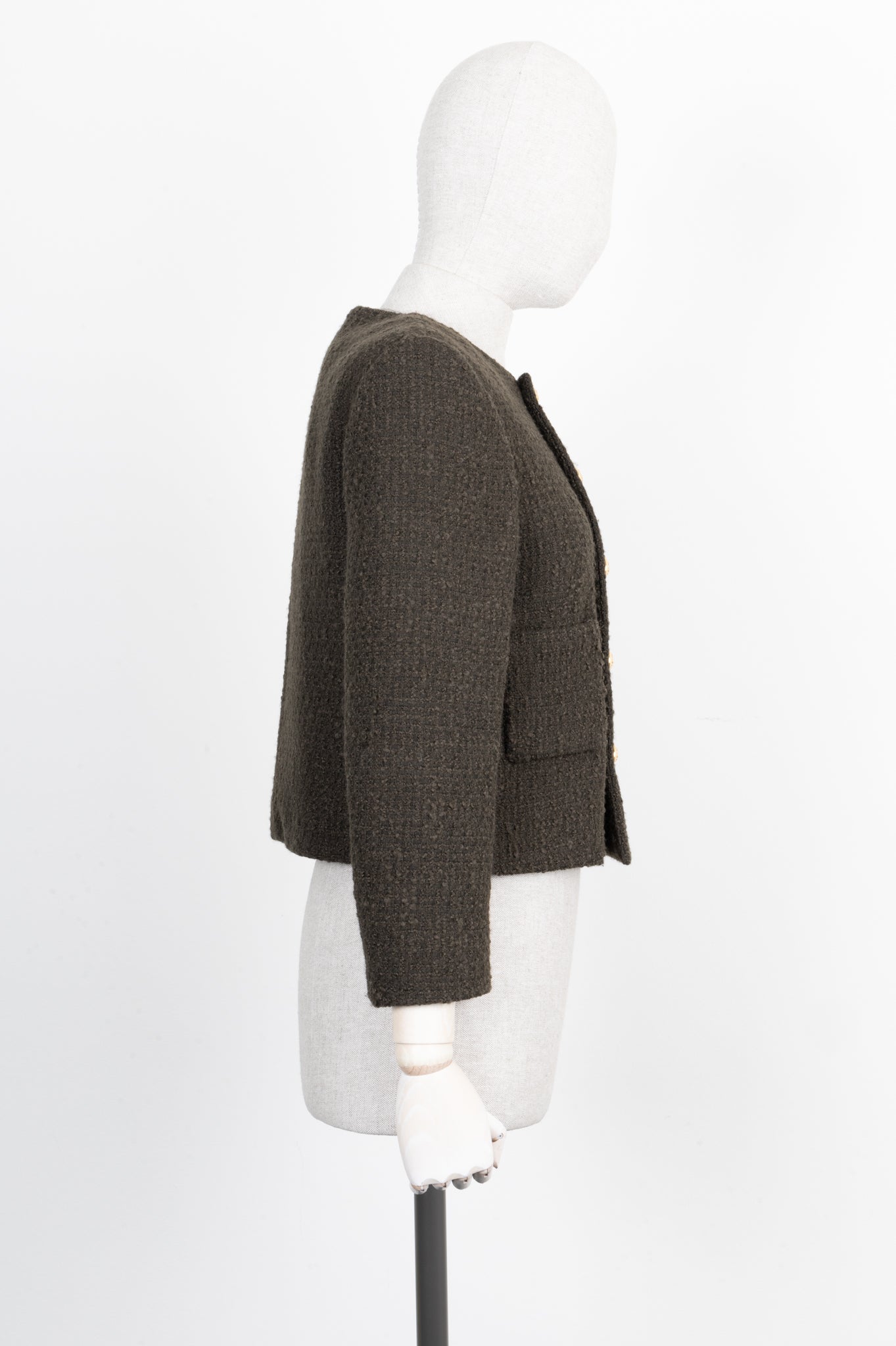 CELINE Chasseur Jacket Bouclé Tweed Khaki