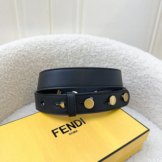 Fendi Regular Strap in Black Leather GHW