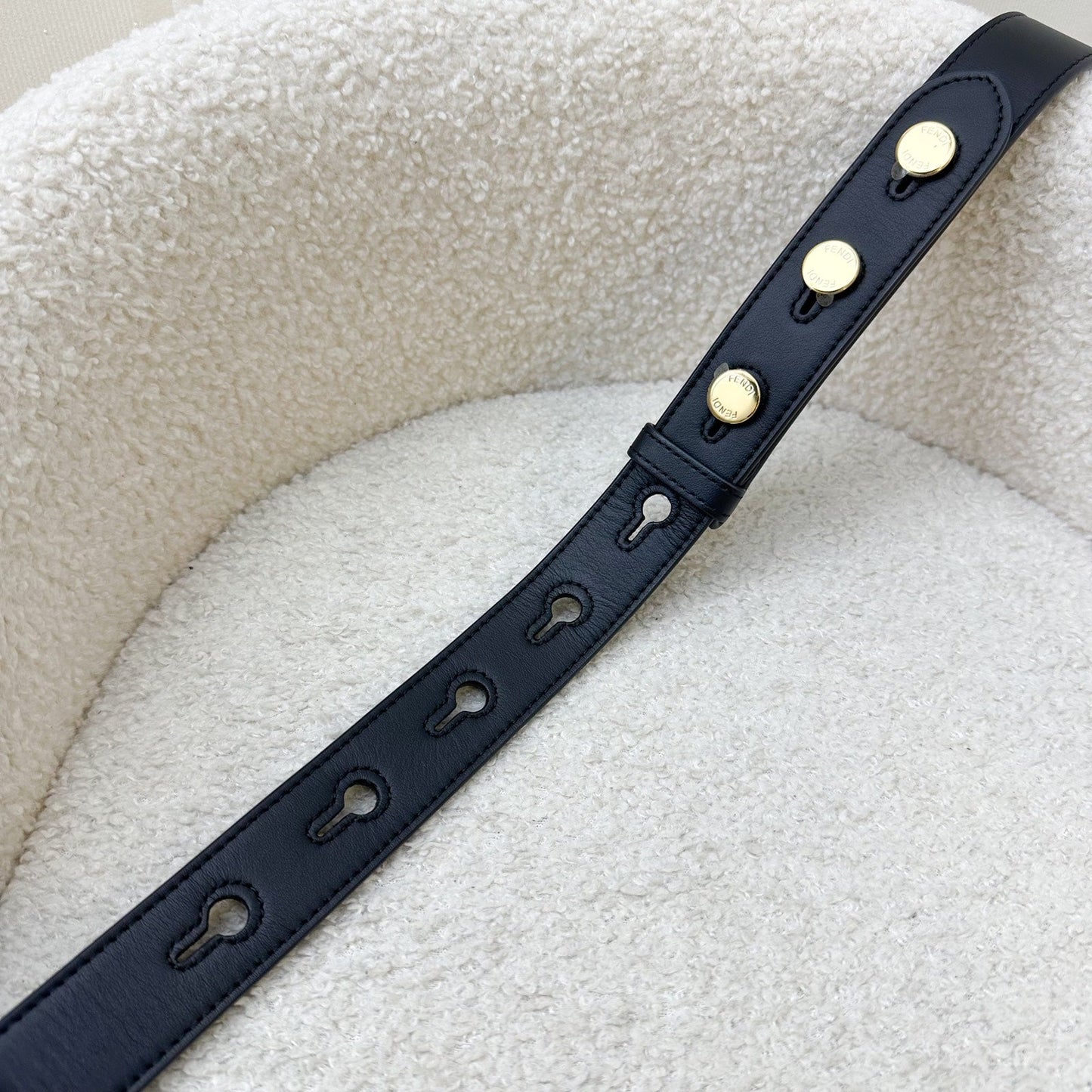 Fendi Regular Strap in Black Leather GHW
