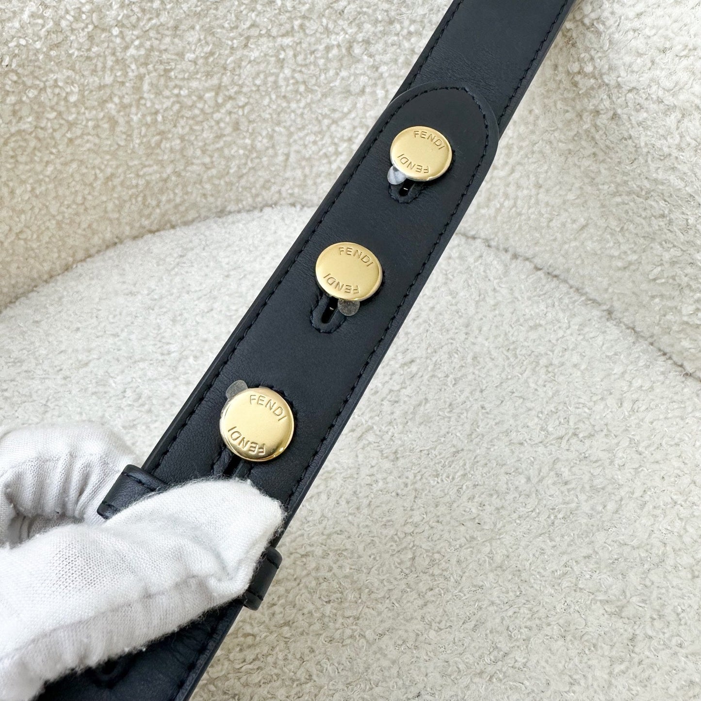 Fendi Regular Strap in Black Leather GHW