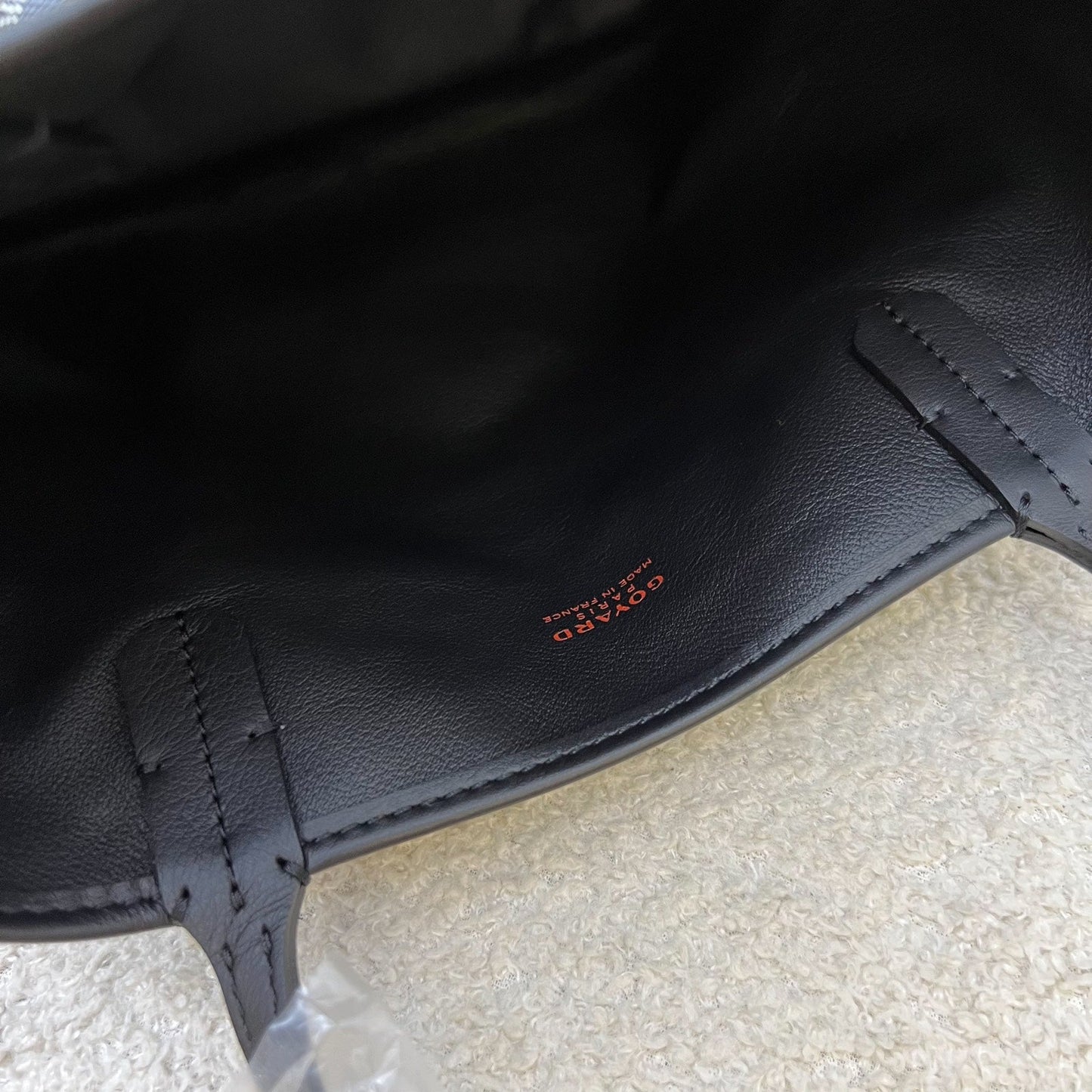 Goyard Mini Anjou Tote Bag in Black Goyardine Canvas and Leather with a Grey Heart Stamp (Premarquage Coeur)