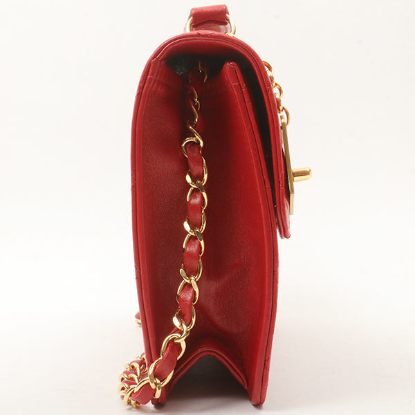 Chanel Around 1991 Made Double Turn-Lock Logo Charm 2Way Bag Red