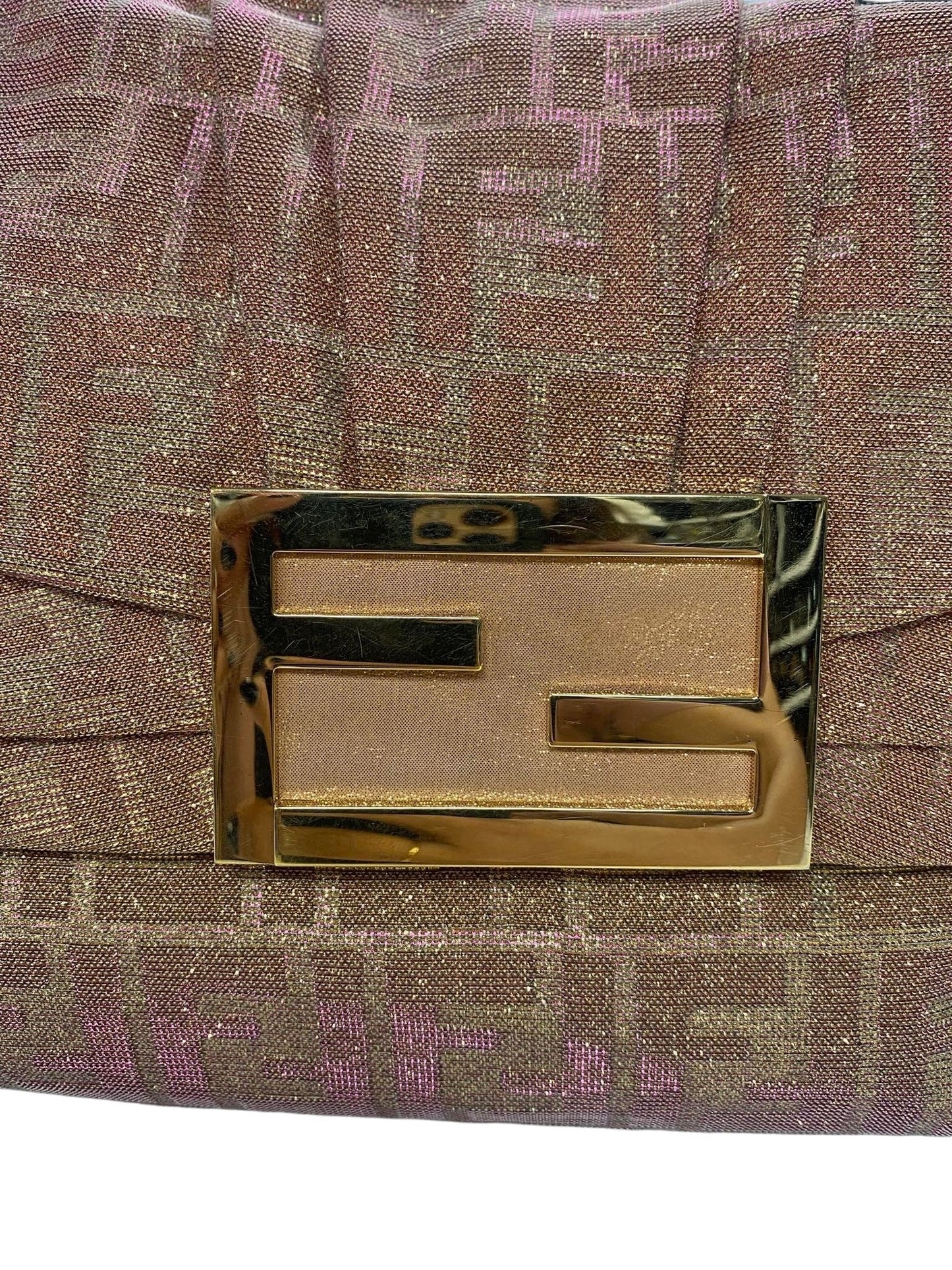 FENDI - Arancio Metallic Lurex Mia Zucca Large Flap Shoulder Bag