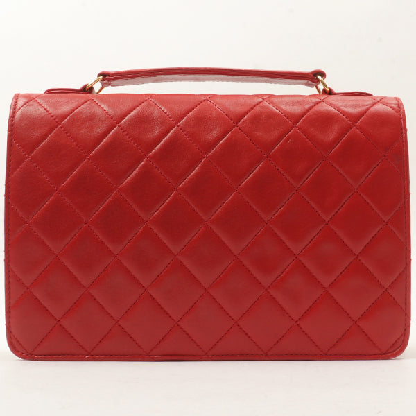 Chanel Around 1991 Made Double Turn-Lock Logo Charm 2Way Bag Red
