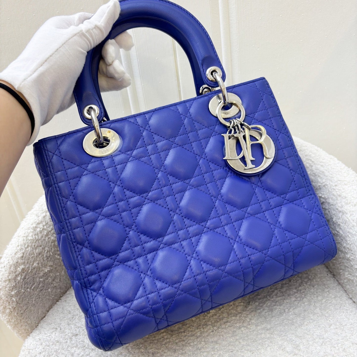 Dior Medium Lady Dior in Cobalt Blue Lambskin and SHW
