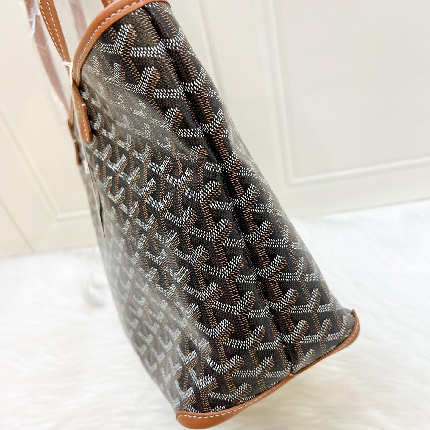 Goyard Artois PM Tote in Black and Tan Signature Goyardine Canvas