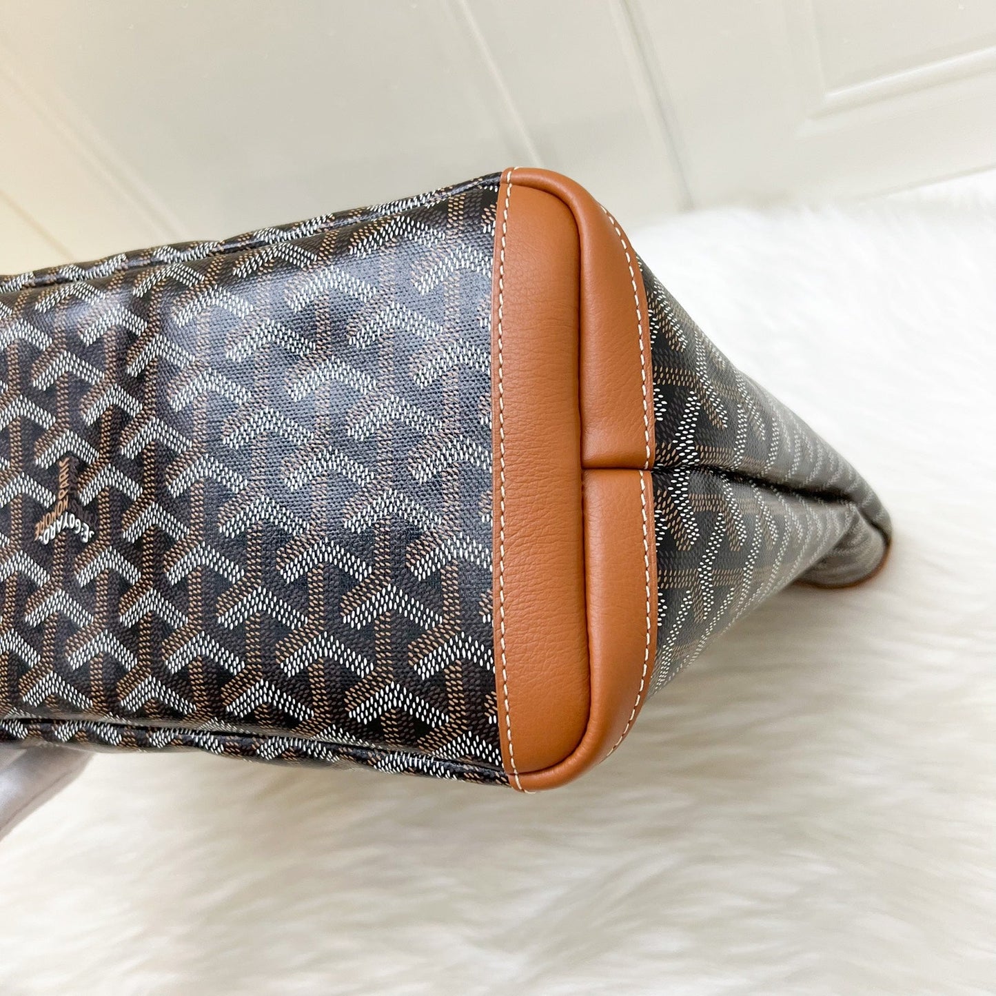 Goyard Artois PM Tote in Black and Tan Signature Goyardine Canvas