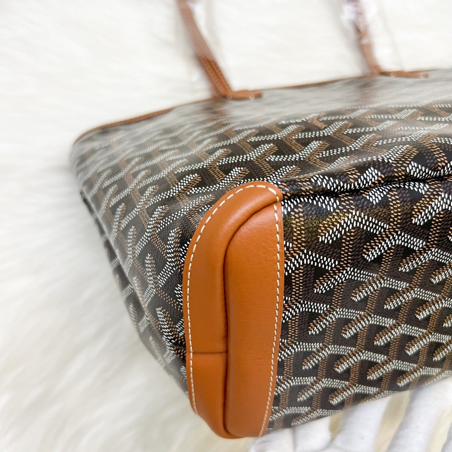 Goyard Artois PM Tote in Black and Tan Signature Goyardine Canvas
