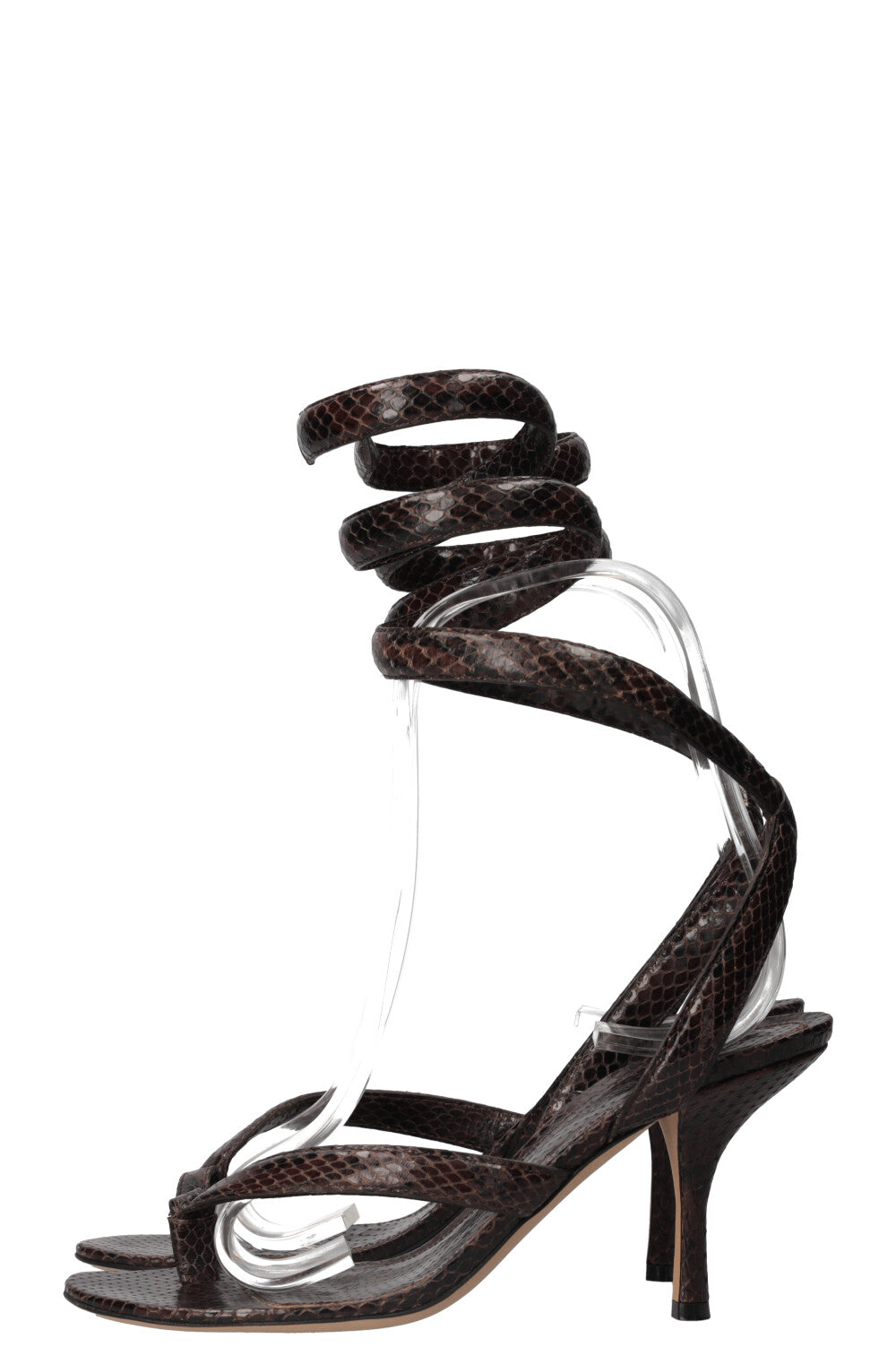 BOTTEGA VENETA Spiral Heels Python Print Brown