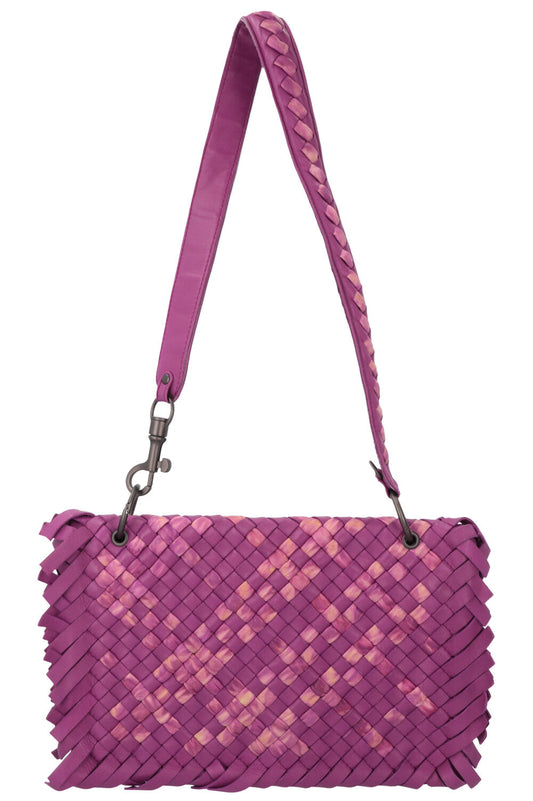 BOTTEGA VENETA Fringed Intrecciato Crossbody Bag Pink
