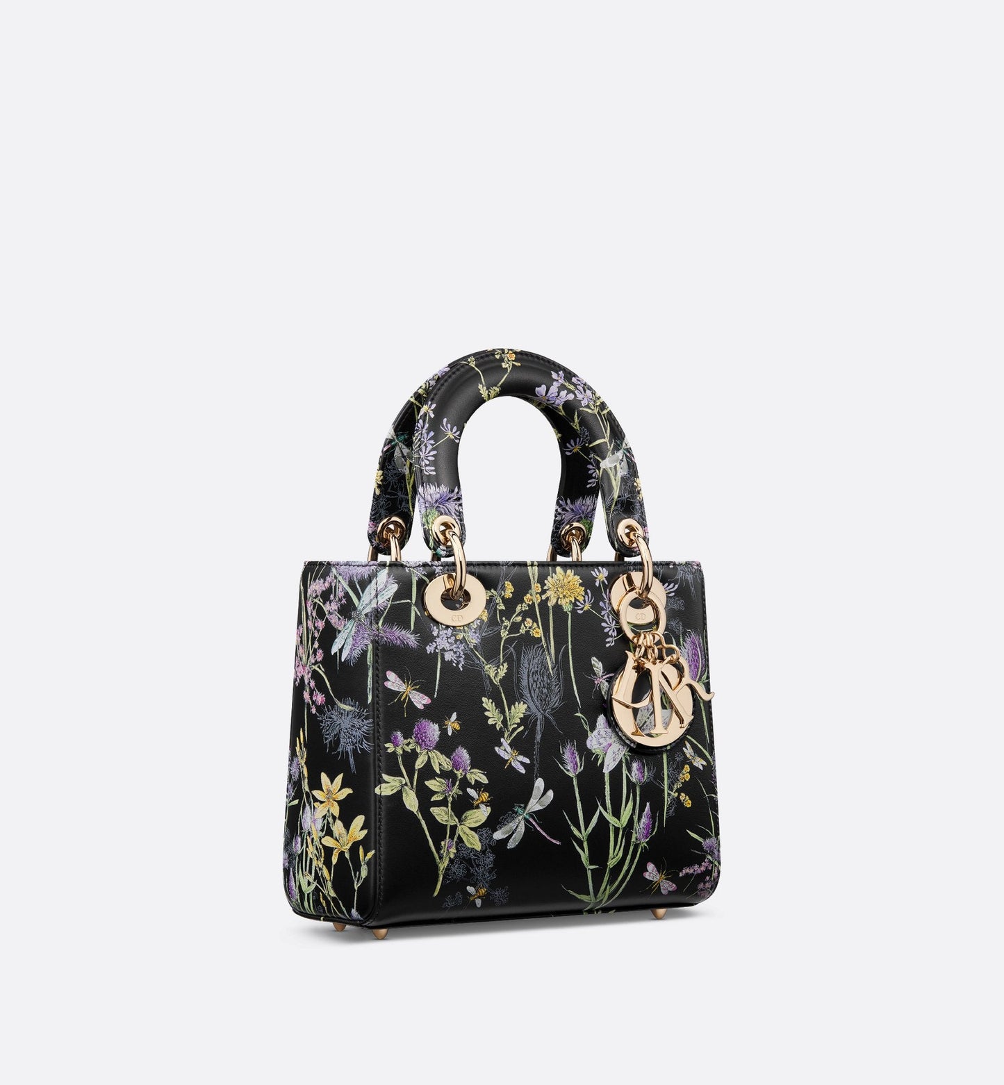 Small Lady Dior Bag Black Calfskin With Multicolor Dior Herbarium Print