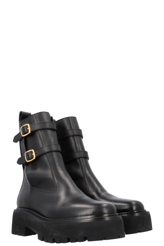 CELINE Buckled Plateau Moto Boots Black