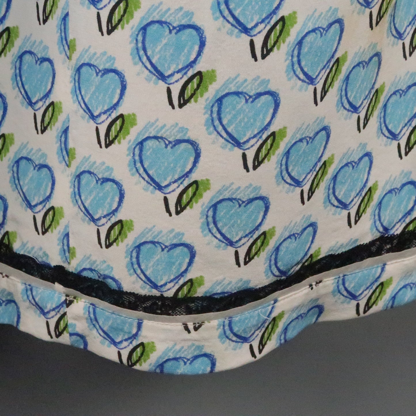 PRADA Size 2 White & Blue Silk Heart Print Casual Pants