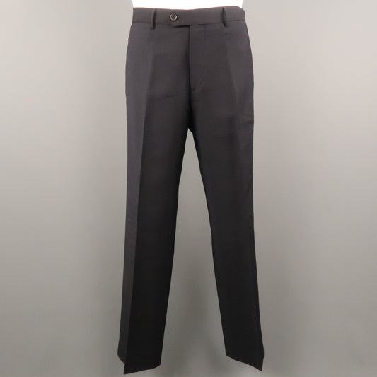 PRADA Size 34 Navy Solid Mohair / Wool 31 Zip Fly Dress Pants