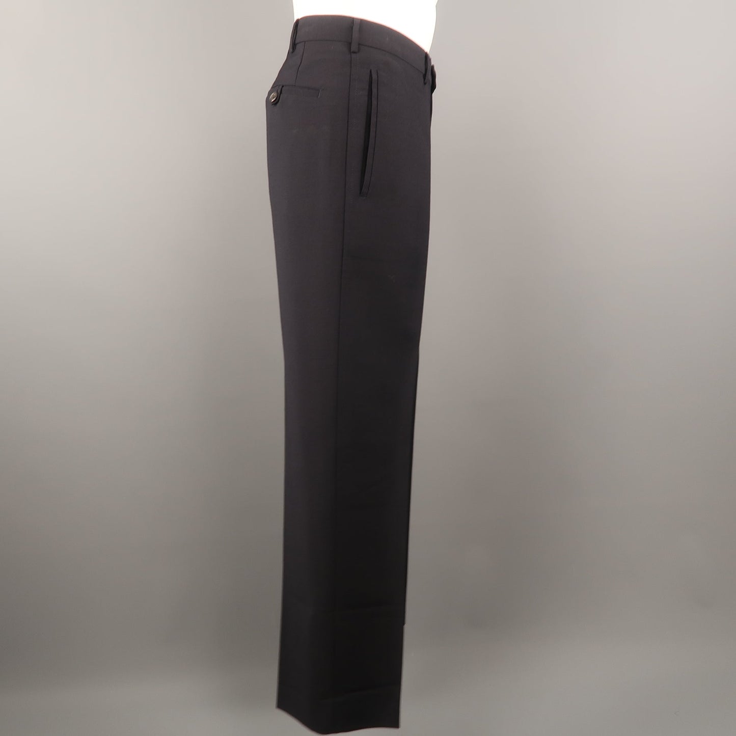 PRADA Size 34 Navy Solid Mohair / Wool 31 Zip Fly Dress Pants