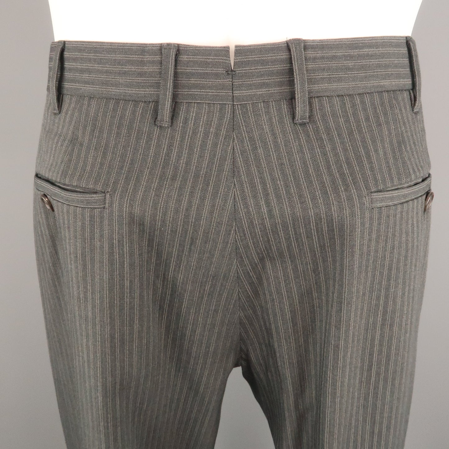 PRADA Size 36 Gray Stripe Wool Blend 31 Button Fly Dress Pants