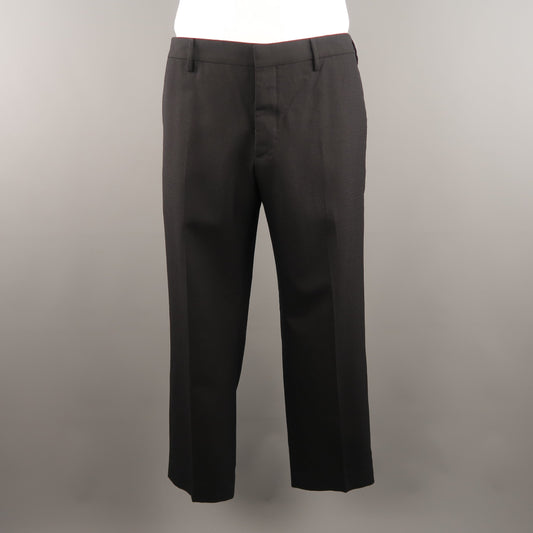 PRADA Size 38 x 28 Navy Checkered Wool Dress Pants