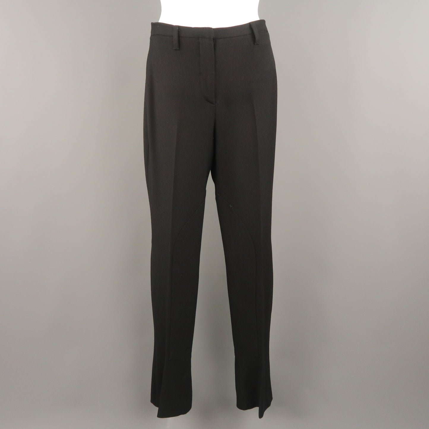 PRADA Size 6 Black Twill Riding Patch Dress Pants