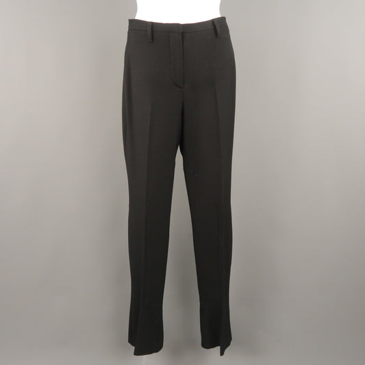 PRADA Size 6 Black Twill Riding Patch Dress Pants