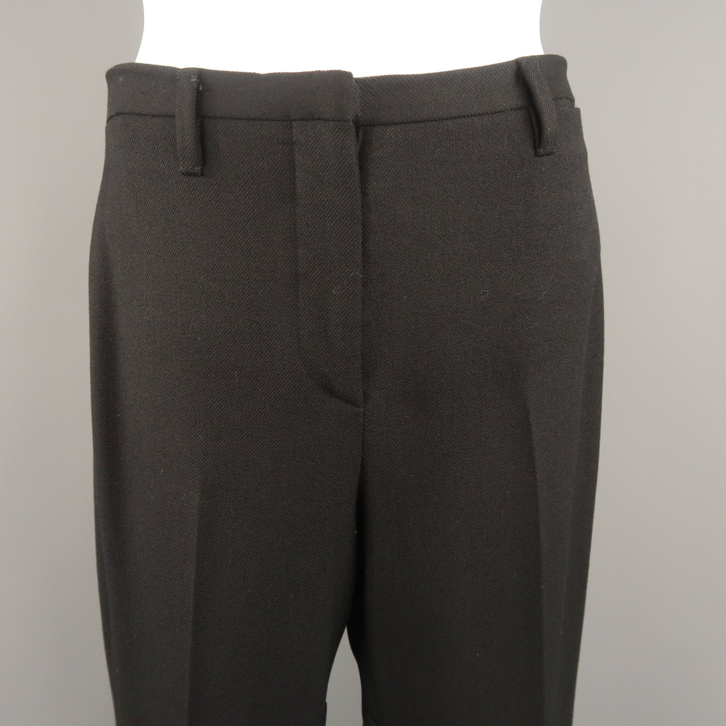 PRADA Size 6 Black Twill Riding Patch Dress Pants