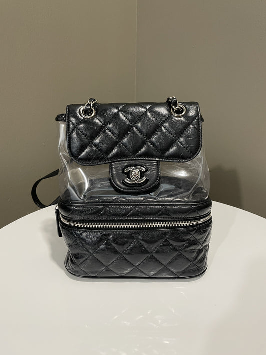 Chanel Aquarium Backpack Black Age Calfksin