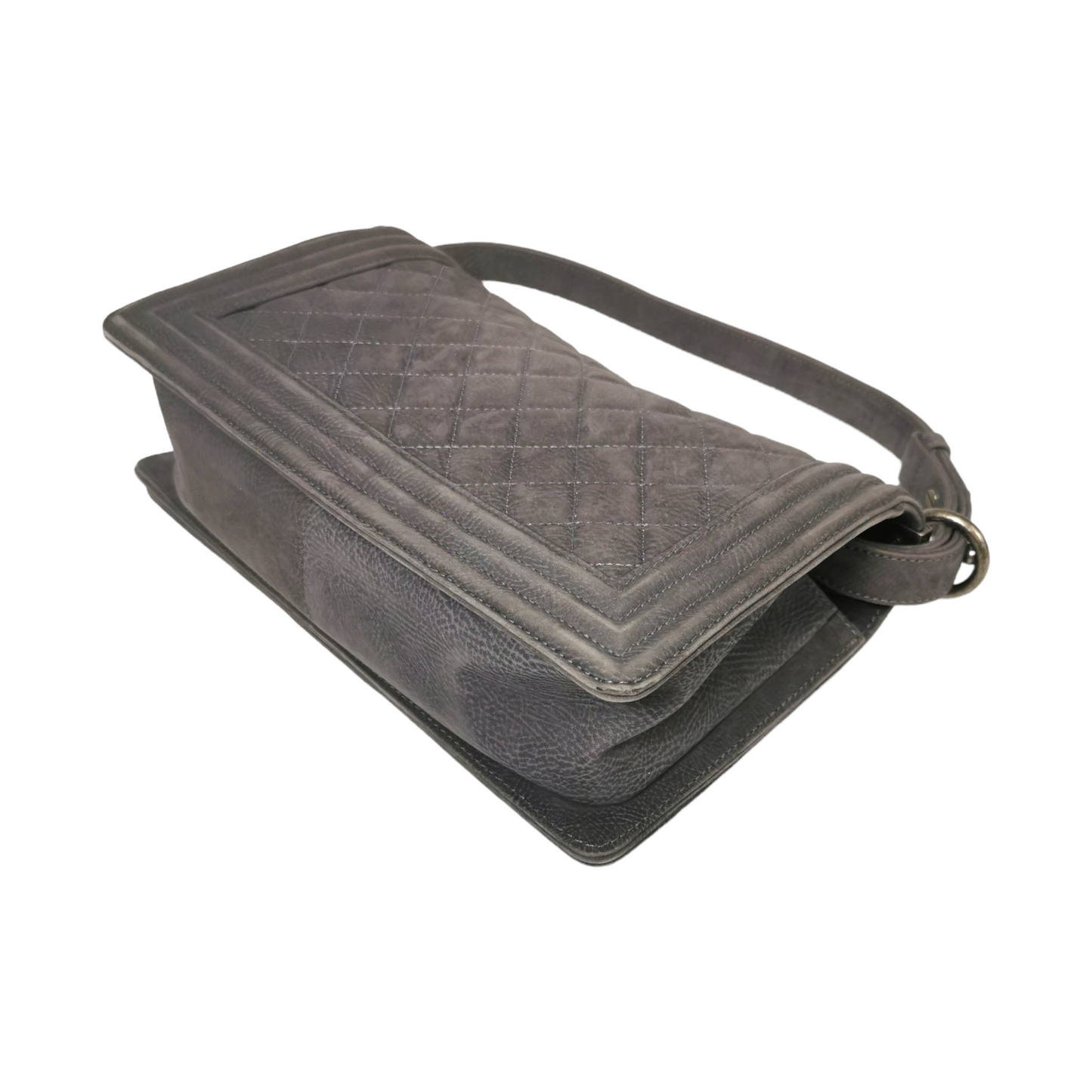 Chanel Boy Medium Grey Suede Ruthenium