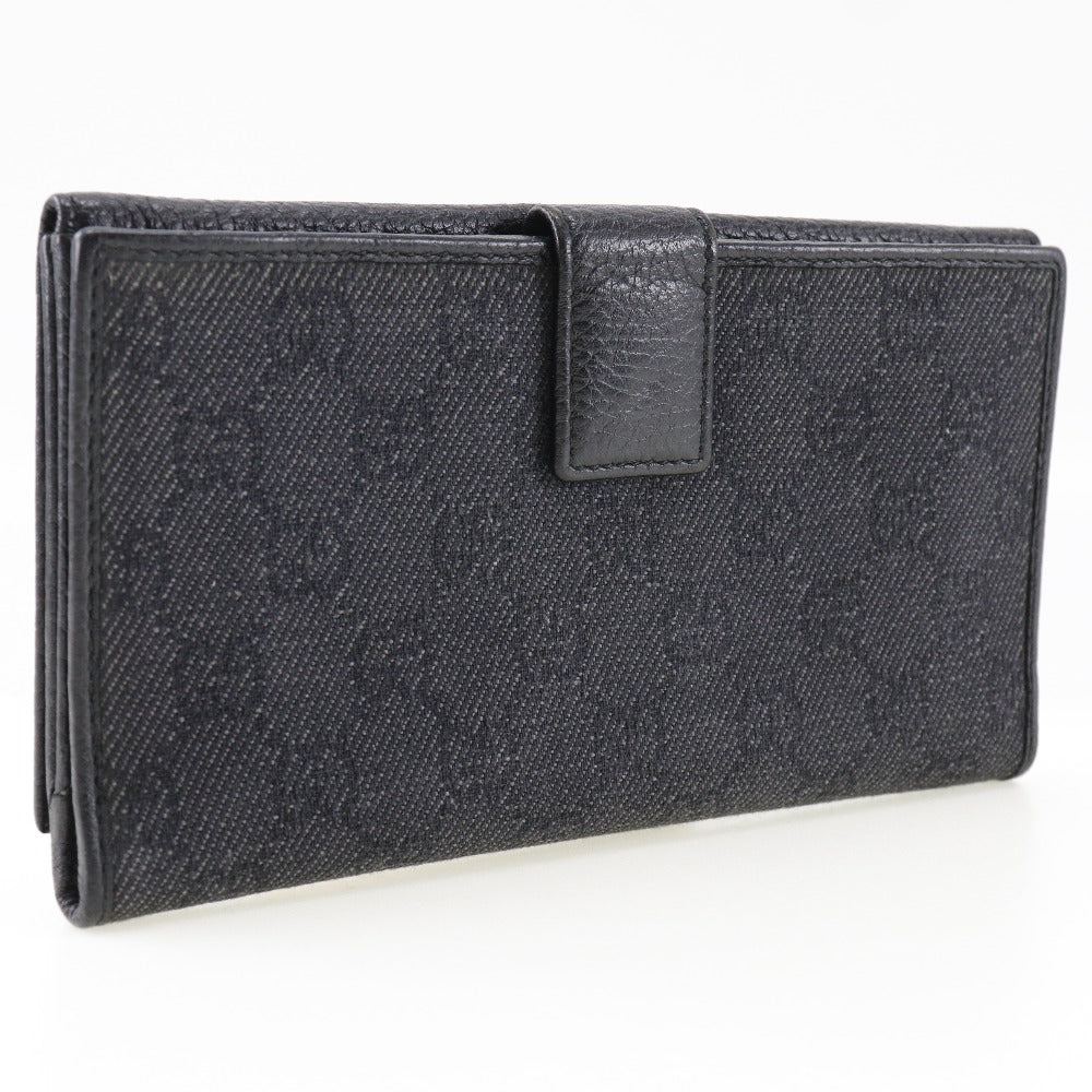 Gucci 143391 GG Canvas Leather Long Wallet