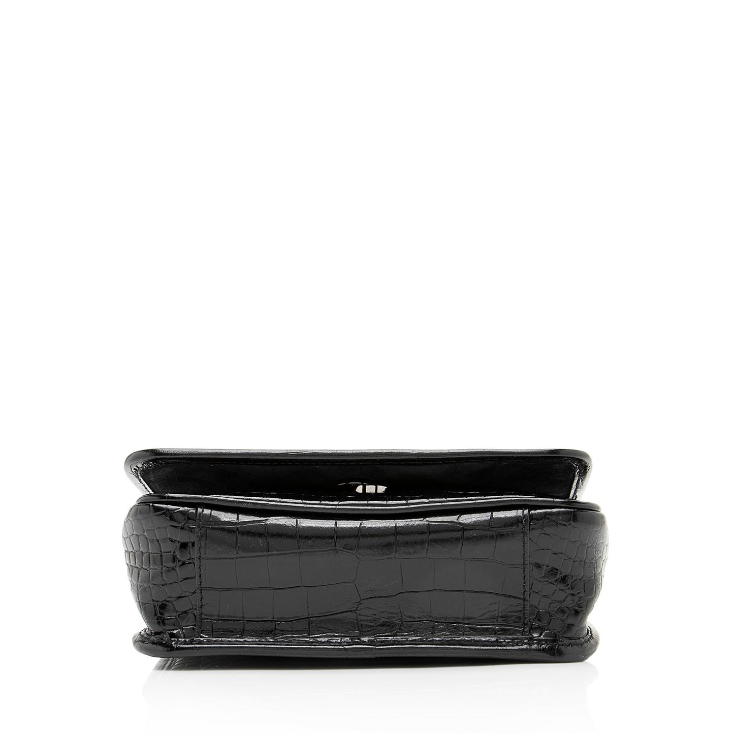 Saint Laurent Croc Embossed Leather Monogram Niki Chain Wallet (SHF-23549)