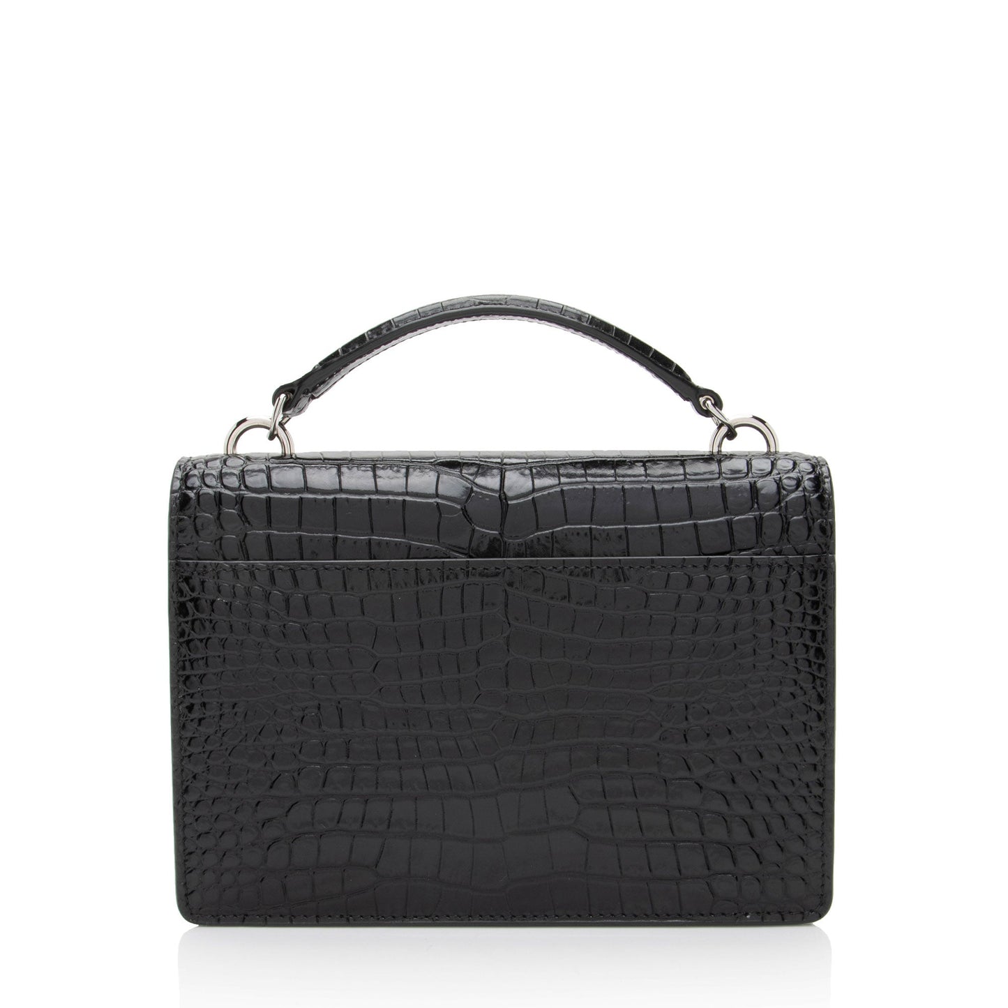 Saint Laurent Croc Embossed Leather Monogram Sunset Chain Wallet