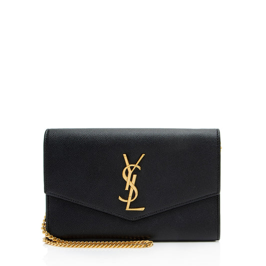 Saint Laurent Grain De Poudre Monogram Uptown Chain Wallet