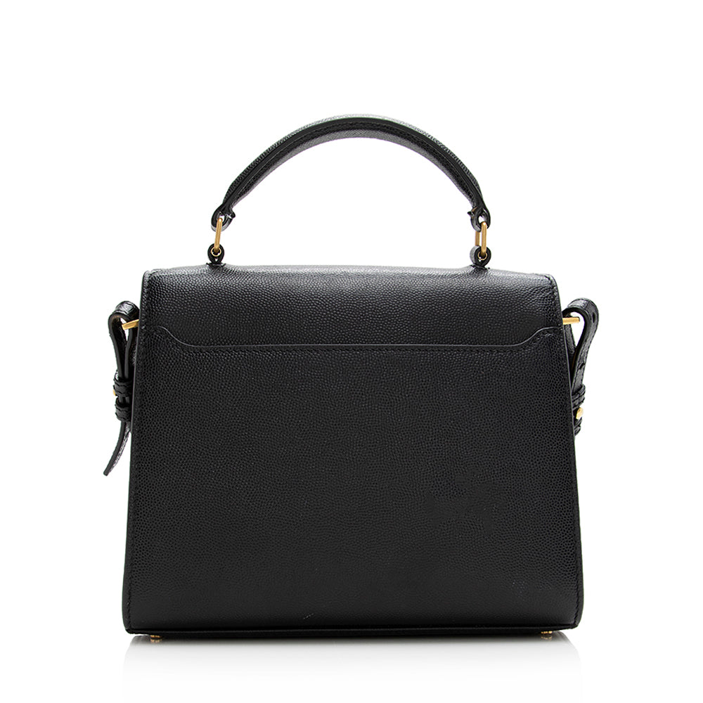Saint Laurent Grain de Poudre Classic Monogram Cassandra Mini Top Handle Bag - FINAL SALE (SHF-21308)