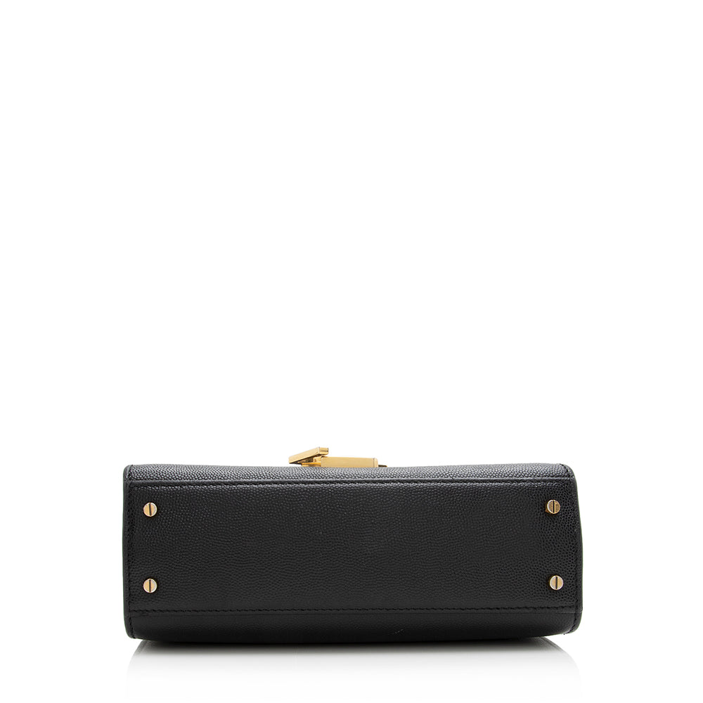 Saint Laurent Grain de Poudre Classic Monogram Cassandra Mini Top Handle Bag - FINAL SALE (SHF-21308)