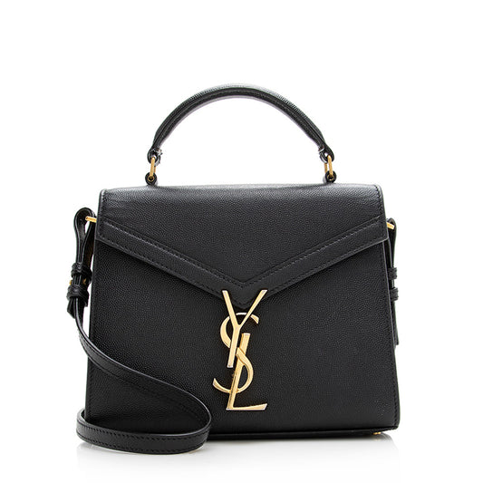 Saint Laurent Grain de Poudre Classic Monogram Cassandra Mini Top Handle Bag - FINAL SALE (SHF-21308)