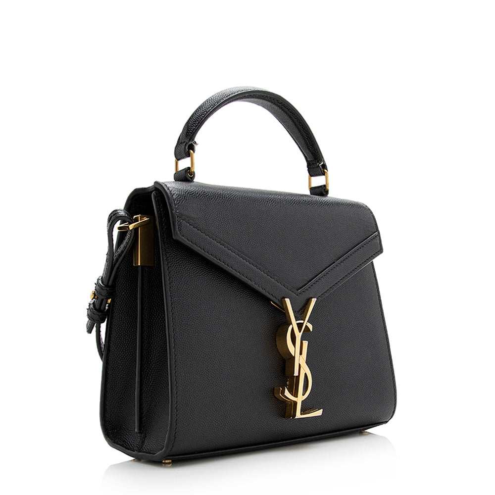 Saint Laurent Grain de Poudre Classic Monogram Cassandra Mini Top Handle Bag - FINAL SALE (SHF-21308)