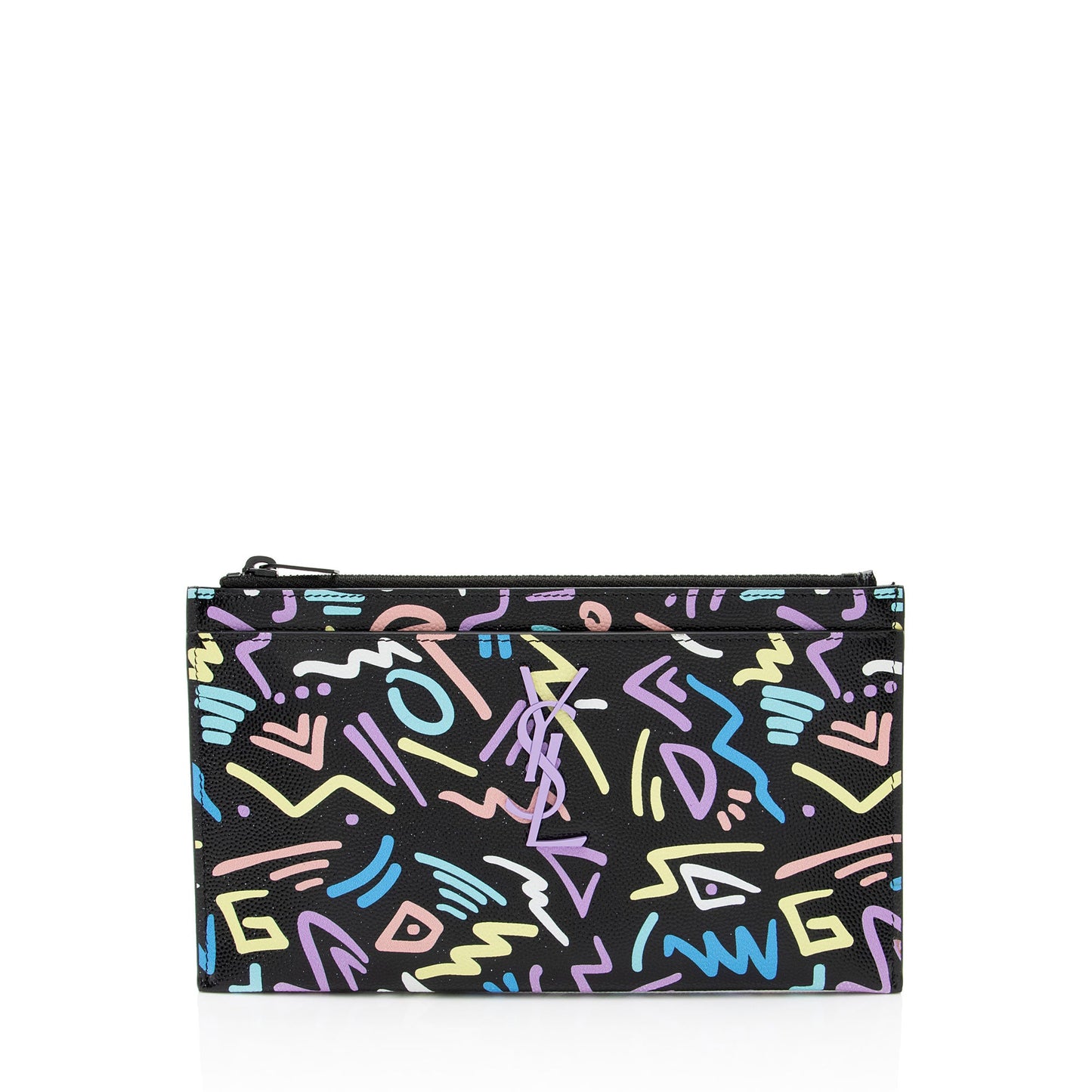 Saint Laurent Grain de Poudre Graffiti Monogram Bill Pouch