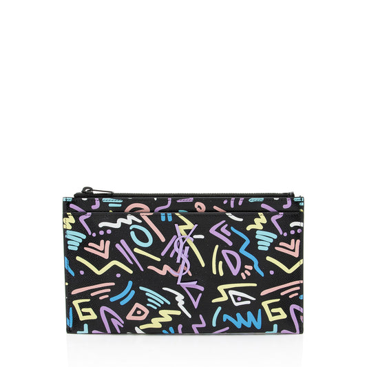 Saint Laurent Grain de Poudre Graffiti Monogram Bill Pouch
