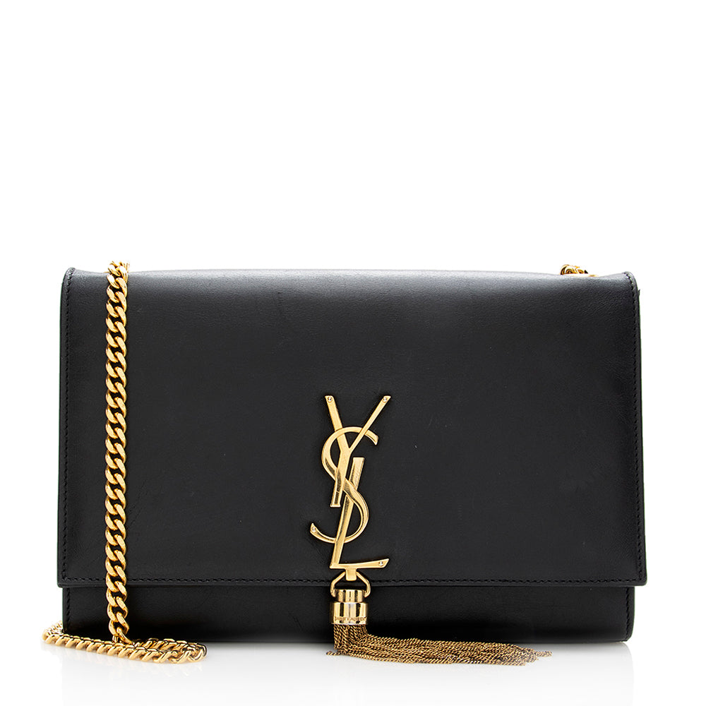 Saint Laurent Grain de Poudre Leather Monogram Kate Tassel Medium Shoulder Bag - FINAL SALE (SHF-18556)