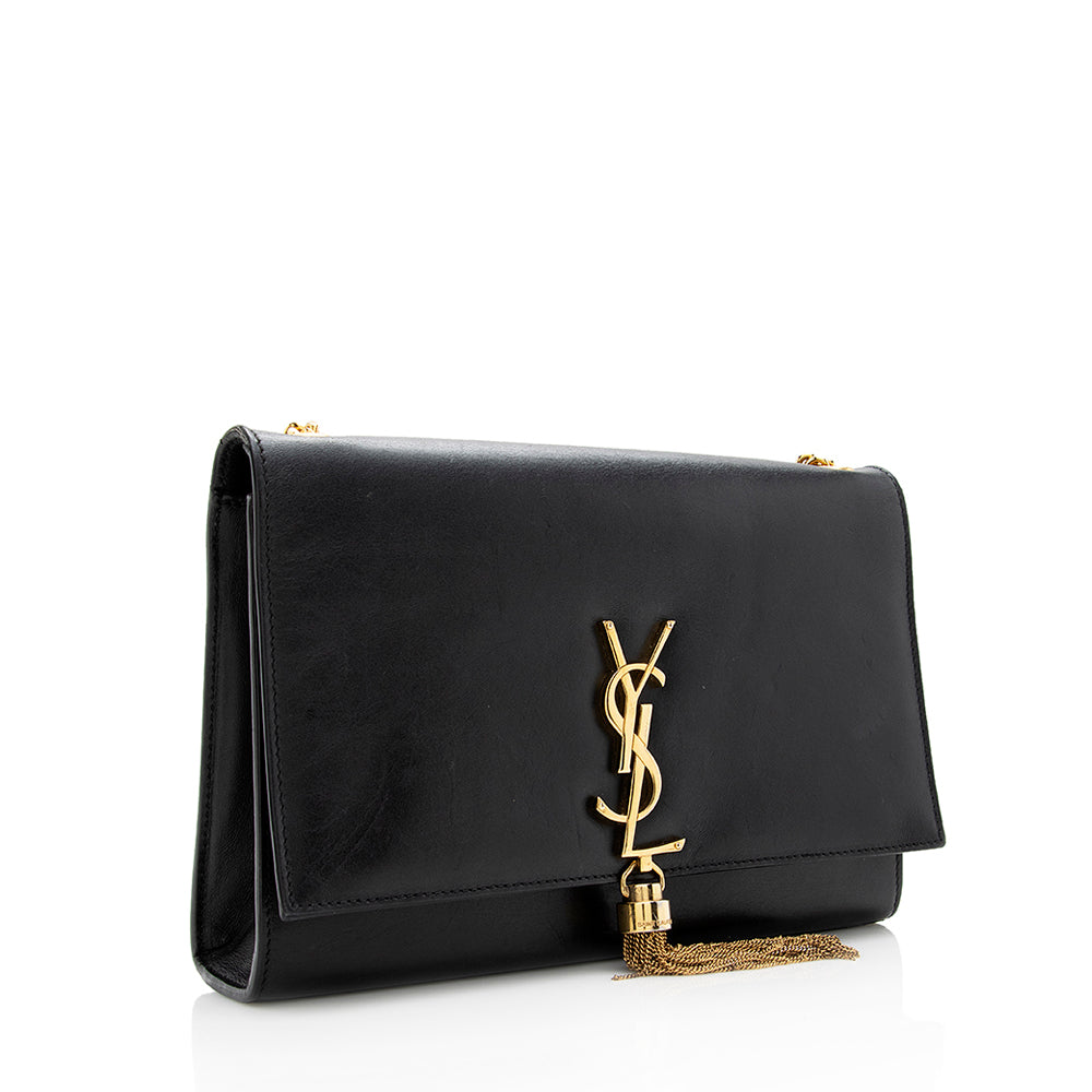 Saint Laurent Grain de Poudre Leather Monogram Kate Tassel Medium Shoulder Bag - FINAL SALE (SHF-18556)