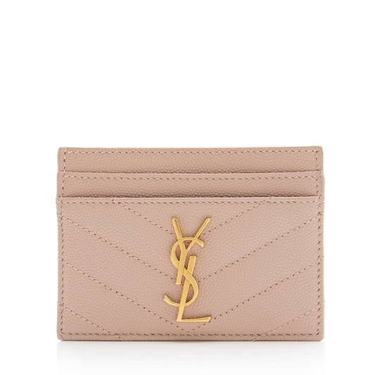 Saint Laurent Grain de Poudre Monogram Card Case (SHF-23547)