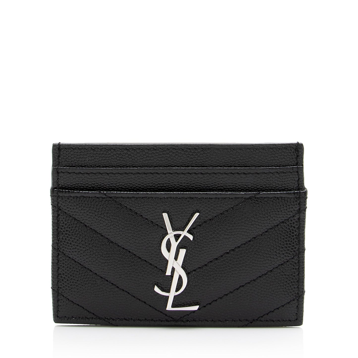 Saint Laurent Grain de Poudre Monogram Card Case (SHF-23687)